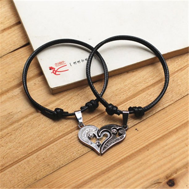 Un Par De Pulseras Simples De Pareja , Pulsera De Bloqueo De Amor Llave , Joyería En Blanco Y Negro Gao Jiahui unisex