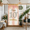 thumbnail image 6 of Pink Glittery Background Happy 10th Birthday Banner Party Supplies Photography Props Birthday Decoration Backdrop Decorations for Indoor Outdoor Celebrations, 6 of 8