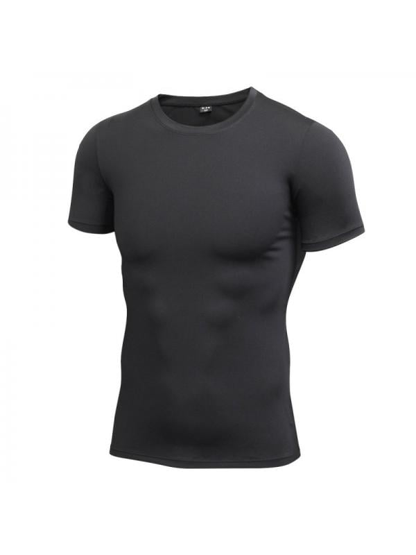 Mens Compression Shirt Tight Quick Dry Fitness Short Sleeve Athletic Workout Top Elastic Base Layers Tee 