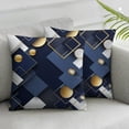 thumbnail image 3 of Acheng Gold and Blue Abstract Art Short Plush Pillowcase Set of 2 White, 3 of 7
