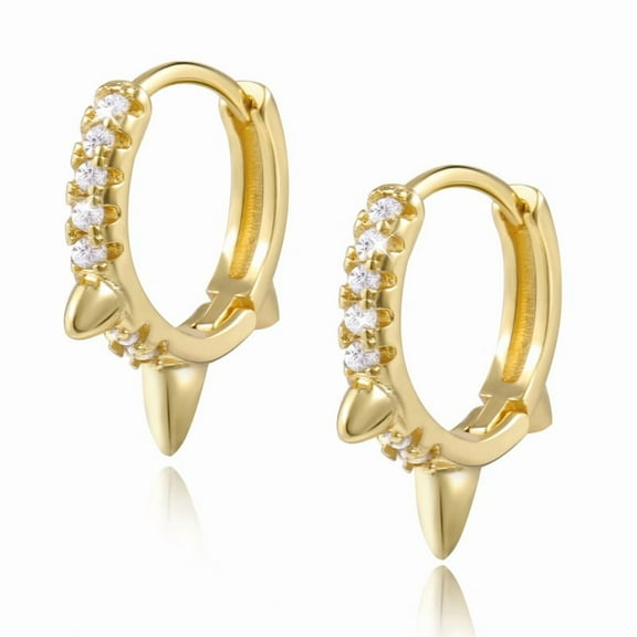 Alexcraft Women Gold Huggie Hoop Earrings Ear Stud Cuff 14K Gold Plated Small Simple Minimalist Hypoallergenic Everyday Jewelry