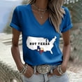 thumbnail image 5 of Tnhcen Women's Peace Love Texas 4th of July V-Neck T-Shirt, Patriotic Graphic Print Short Sleeve Loose Fit Blouse, Holiday Party Casual Top, Sizes S-5XL, 5 of 7