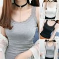 thumbnail image 2 of Skymirror Women Summer Thin Vest U-Neck Sleeveless Slim Fit Tank Tops Solid Color Lace Trimmed Camisole Streetwear, 2 of 8