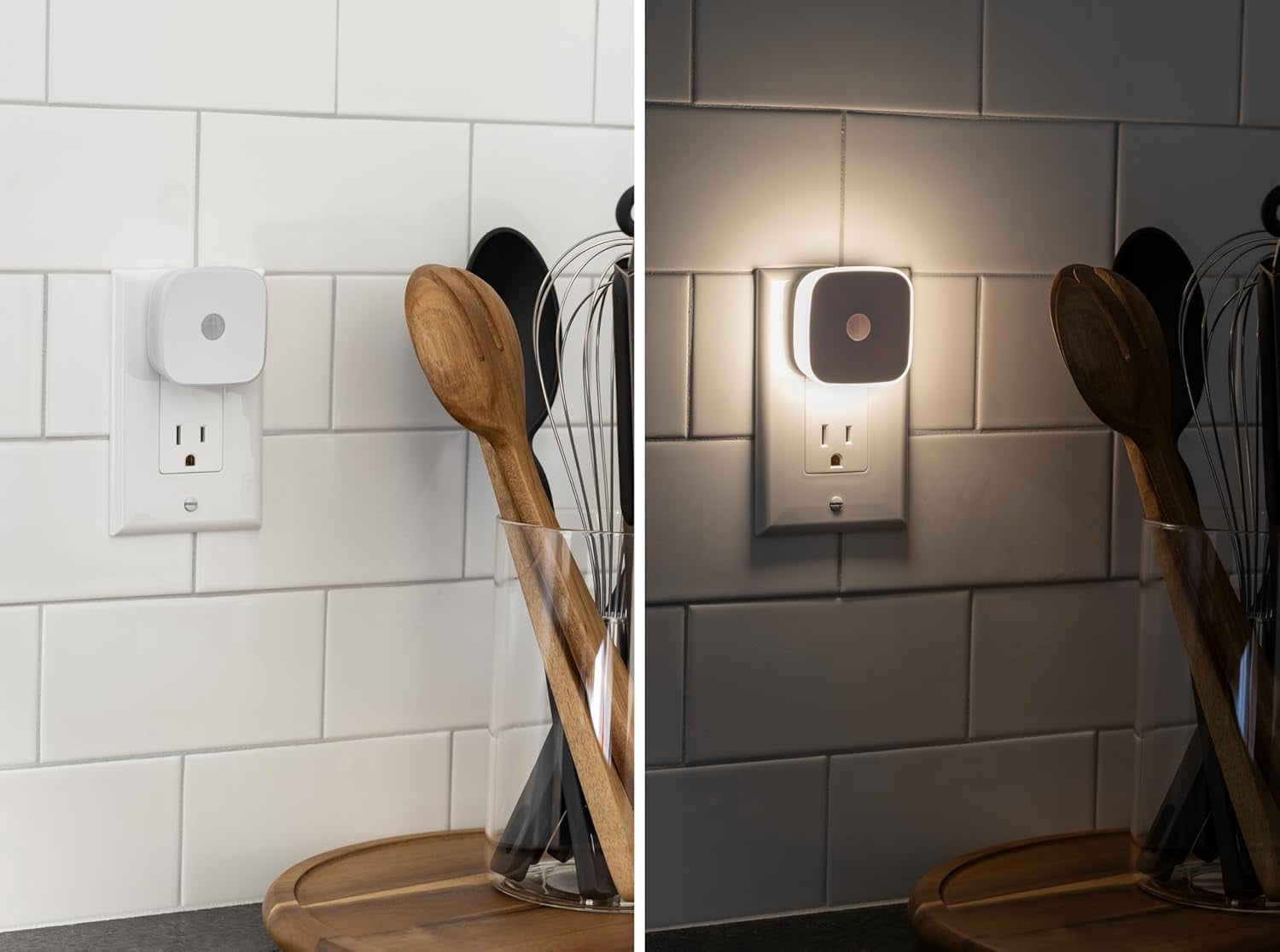LED Motion Sensor Night Lights Plug Into Wall Dusk to Dawn Sensor Home Decor Apartment Essentials Ambient Lighting Nightlight 85617 2 Pack