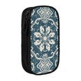 thumbnail image 1 of Large Storage Pencil Case, Blue Seamless Flower Pattern with Zipper Large Capacity Pen Bag, 1 of 8