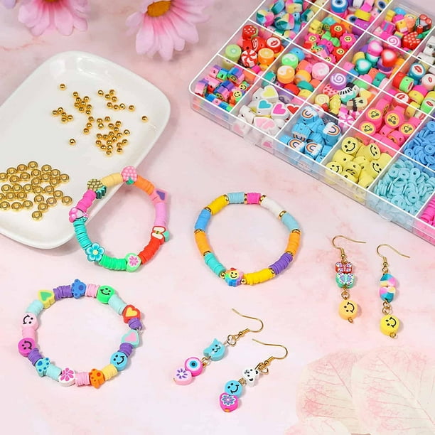Tfixol 2320 Pcs Fruit Polymer Clay Bead Charms Kit Include 320 Pcs Fruit Clay Bead Charms And 2000 Pcs Polymer Clay Beads For Bracelets And Jewelry Ma