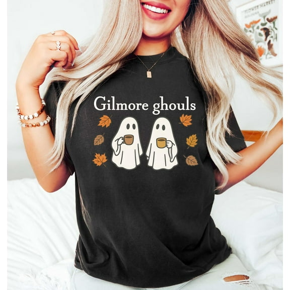 Autumn Ghost Coffee T-Shirt – Cute Fall Vibes Halloween Tee for Women