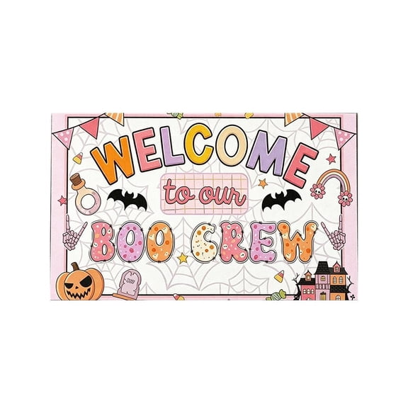 OADUKQ Halloween Classroom Door Mat, Plush Velvet Floor Mat, Classroom Entryway and Seasonal School, Ghost, 15.75 X 23.62 in