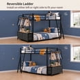 thumbnail image 4 of Zimtown Twin-over-Twin Bunk Bed with Storage Drawer and LED light, Low Profile Bed Frame with Charging Station, Black, 4 of 8