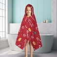 thumbnail image 6 of Red Christmas Candy Cane Pattern Hooded Bath Towel，50"x30" for Ages 3 To 12 Kids, Quick Dry Lightweight Soft Microfiber Hood Beach Towel Cover Up for Kids, 6 of 7