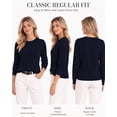 thumbnail image 2 of QUALFORT Women’s Cable Knit Sweater, Crew Neck Lightweight Long Sleeve Pullover, Navy, Size M, 2 of 7