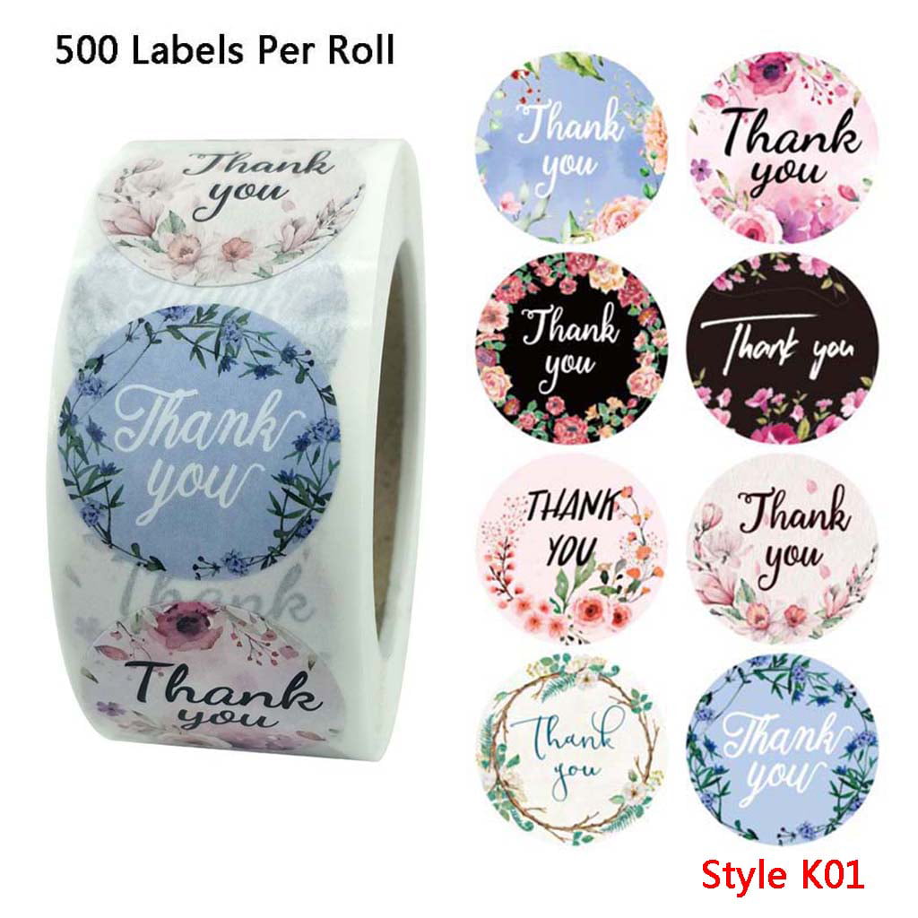 500* Thank You Stickers Handmade Round Labels Floral Seal Business Round Wedding 