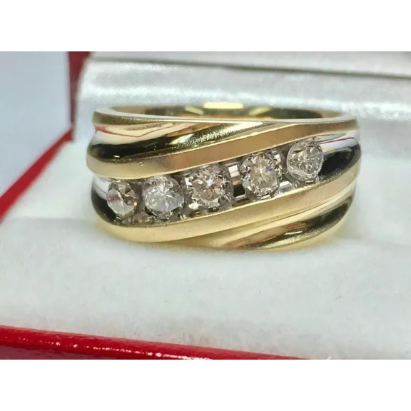 2CT Round Cut Lab Created Diamond Men's Wedding Band Ring 14K Yellow Gold Plated