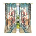 thumbnail image 2 of Sheer Curtains 2 Panels Set Grommet Drapes Window Treatments Light Filtering for Bedroom Living Room W52 x L63 Vintage Reindeer Pull Sleigh, 2 of 7