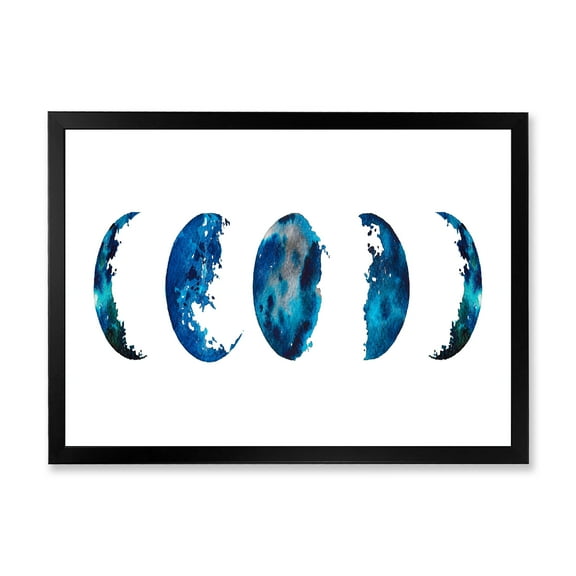 Designart 'Blue Moon Different Phases' Bohemian & Eclectic Framed Art Print