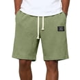thumbnail image 2 of Mens Swim Trunks Men's Casual Waffle Weave Drawstring Shorts Textured Comfortable Crop Pants with Elastic Waist Pockets Summer Lounge Daily Beach Shorts for Home Vacation Light Green 4XL, 2 of 7