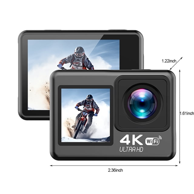 Herunwer 4K Ultra HD Sports Camera with WiFi Remote Control, 30m Waterproof, 170° Wide Angle, and Electronic Image Stabilization