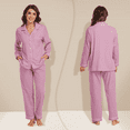 thumbnail image 5 of EA'S SECRET Womens 100% Cotton Pajama Sets Long Sleeve Sleepwear Soft Button Down Loungewear Nightwear Pjs Set with Pocket S-XXL(Dusty Rose,M), 5 of 7