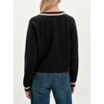 thumbnail image 6 of Women's Cropped Cardigan Sweaters Fall Long Sleeve Button Down Color Block Knit Outwear Coats Black S, 6 of 7