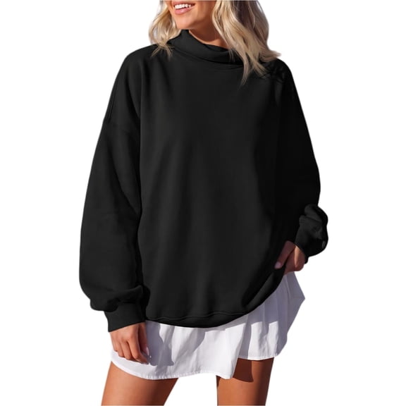 GZWYHT Womens Mock Neck Sweatshirt Blank Mock Neck Sweatshirt Pullover Sweaters for Women Nurse Mockneck Sweatshirt Camping Sweatshirts Funnel Neck Sweatshirt Black L