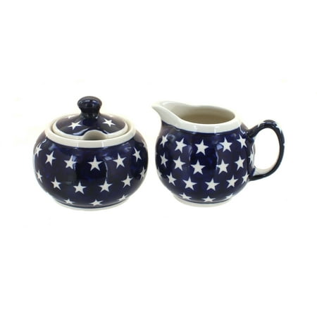 

Blue Rose Polish Pottery Stars Cream & Sugar Set