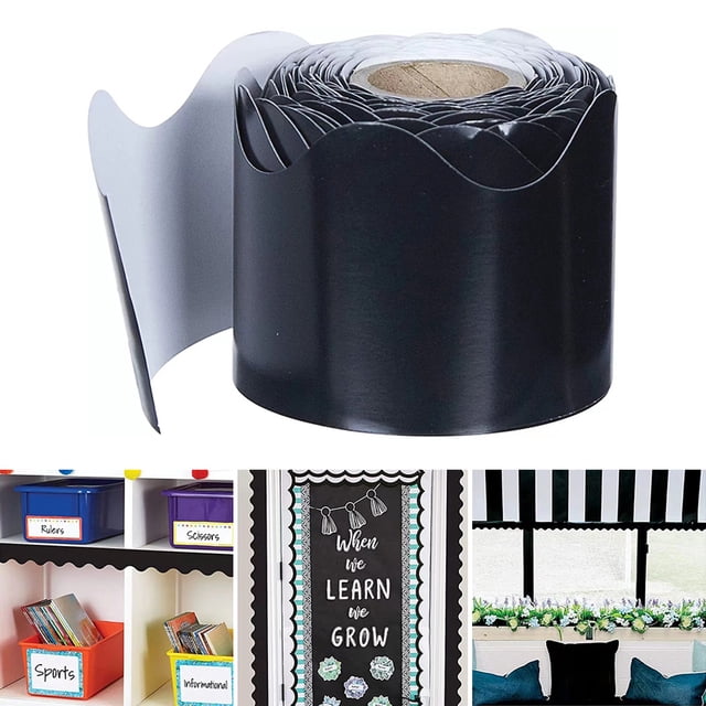 Musbetu 1 Roll Bulletin Board Border Trim Smooth Surface Wavy Edge Design Crafting Borders for School Decor