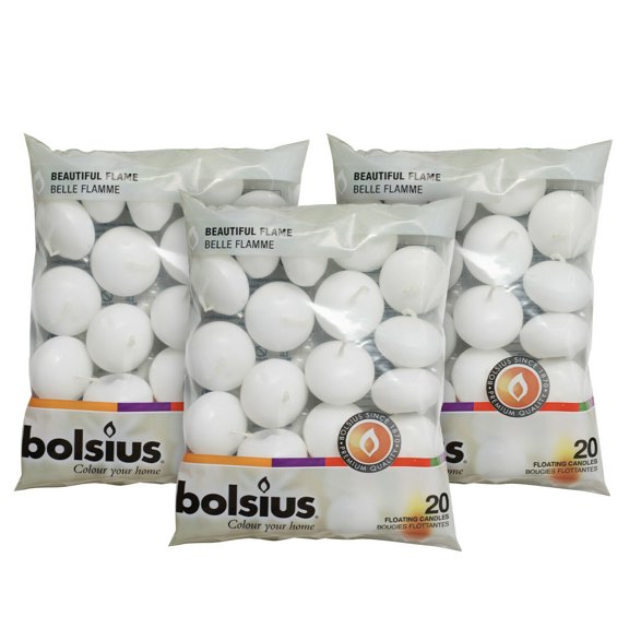 White Floating Candles 1.75 Inch Unscented 60 Pack for Wedding, Dinner, Home/Party Decor | 4.5 Hours Long Burning Dripless & Smokeless Candles