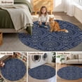 thumbnail image 6 of Navy Blue Large Area Rugs for Bedroom Living Room, Soft Non Slip Carpet Bedside Rug, Boho Vintage Ethnic Tribe Abstract Art Round Floor Cover Kitchen Accent Rug 6' for Dining Room/Office, 6 of 9