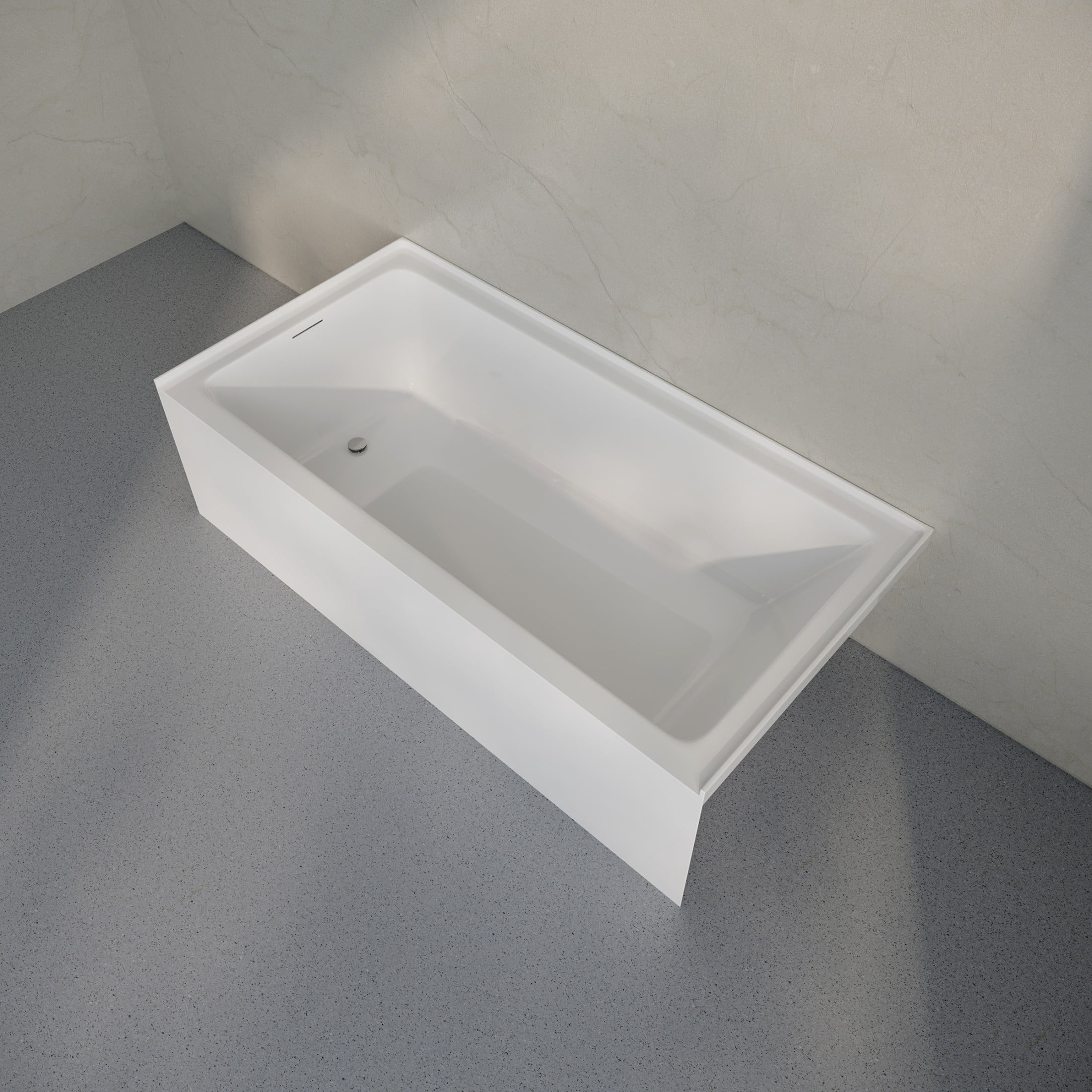 Voltaire 72 x 36 Skirted Left Drain Soaking Alcove Bathtub in Glossy White, Drain Included