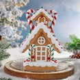 thumbnail image 4 of Liamobondopolis Christmas Candy House Figurine Resin Snow Cottage Decor with Cookie Details Festive Holiday Centerpiece Home Decoration, 4 of 7