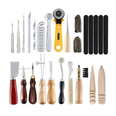 Leather Making Tools Kit Professional 24pcs Leather Craft Tools Kit Hand Leathercraft Accessories Leather Making Tool Set ()