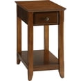 thumbnail image 1 of Mesa auxiliar Acme Bertie de madera con 1 cajón y estante de nogal, 1 of 7