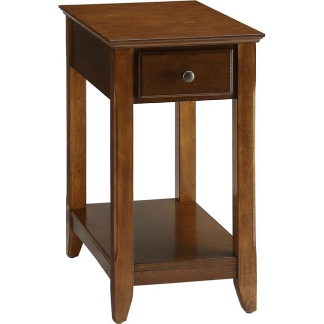Mesa auxiliar Acme Bertie de madera con 1 cajón y estante de nogal