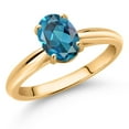 thumbnail image 2 of Gem Stone King 10K Yellow Gold London Blue Topaz Solitaire Engagement Ring for Women (1.50 Cttw, Oval 8X6MM, Gemstone November Birthstone, Available in Size 5, 6, 7, 8, 9), 2 of 4