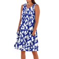 thumbnail image 2 of Summer Floral Dresses for Womens Wrap V Neck Dress Wedding Guest A-Line Sleeveless Sundress with Pockets, 2 of 5