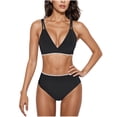 thumbnail image 1 of Traje de baño de 2 piezas para mujer, trajes de baño para mujer, bikinis de moda de color liso con tirantes ajustables y espalda descubierta, traje de baño de nailon para mujer, 1 of 3