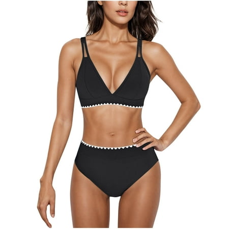 USSMA Women s Swimwear Solid Color Bikini Swim Suit Cami Lightweight Womens Tankini for Casual Black Light Blue Sky Blue Coffee Hot Pink Green Tax Free Weekend