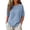 Blue, variant on Women's Round Neck Puff 3/4 Sleeve Drawstring Hem Cotton Linen Casual Blouse Tops
