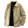 thumbnail image 3 of YueHuiYing Men's Corduroy Thickened Lambskin With Lapel And Snap Pocket Long Sleeve Hoodless Casual Outwear Jackets, 3 of 6