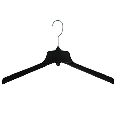 Hanger Central Recycled Heavy Duty Plastic Hangers, Long Polished Metal Swivel Hooks, 15 Inch, 100 Pack, Black
