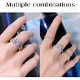 thumbnail image 4 of 18K White Gold Plated Cubic Zirconia Three-in-One Halo Wedding Engagement Promise Eternity Ring Set for Women, 4 of 6