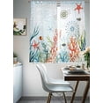thumbnail image 4 of Coastal Blue Sheer Curtains for Living Room Bedroom Ocean Coral Starfish Shell Nautical Seagrass Sheer Curtains 63 Inch Long 2 Panels Set Light Filtering Curtain Window Treatments Drapes, 4 of 6