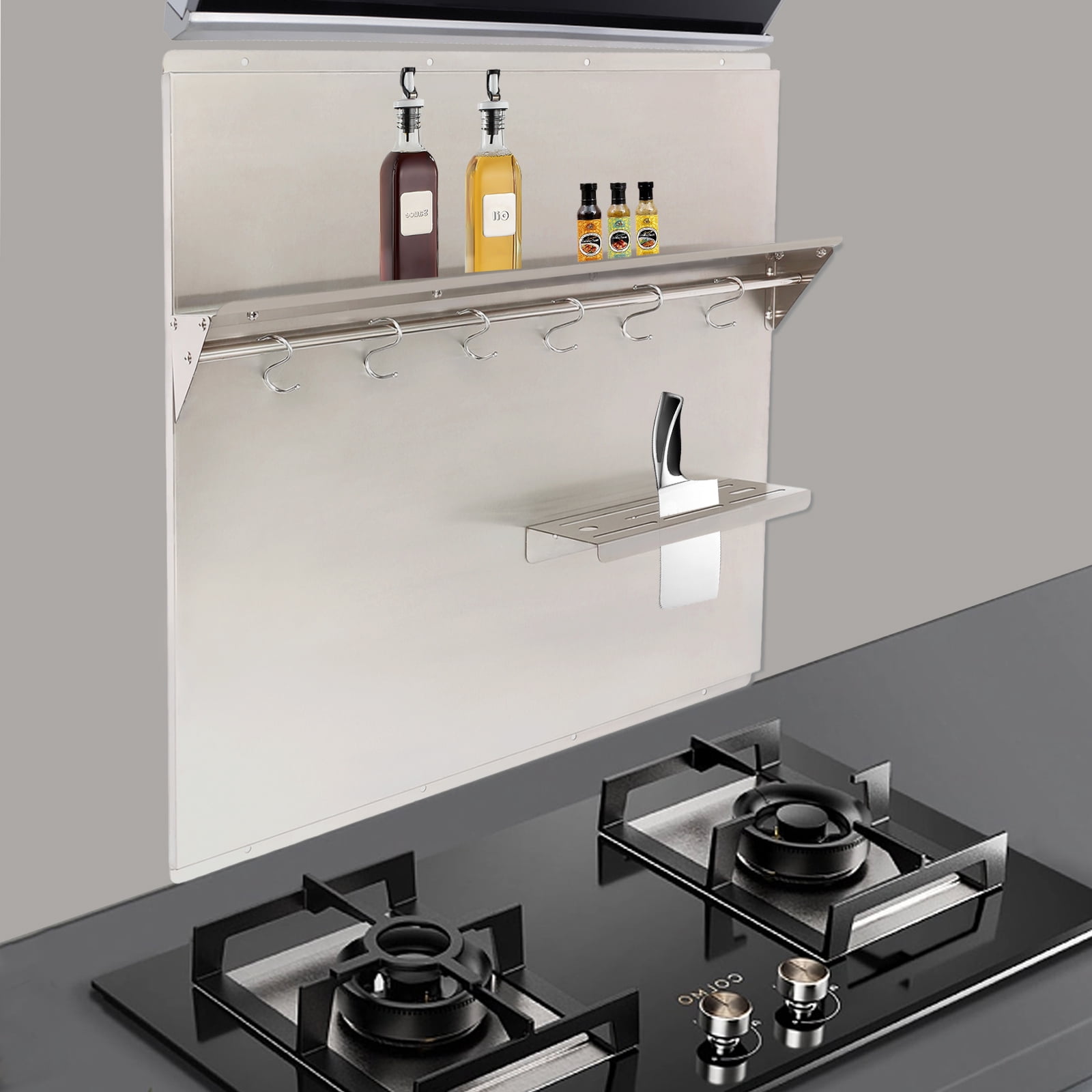 Modern Wall-mounted Rectangular Silver Stainless Steel Splash Plate Range Hood for Homes, Restaurants