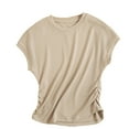 thumbnail image 1 of Zecgelong Silk Knit Top For Girls Elegant Waist Design Flutter Sleeve Blouse With Ruffle Detail Slim Fit Round Neck Shirt Girls Long Sleeve Tops Size 16-17 years, 1 of 3