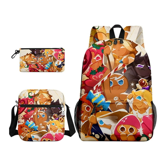 Cookie Run Kingdom School Backpack Crossbody Bag Pencil Case Waterproof Large Capactiy Canvas Bags