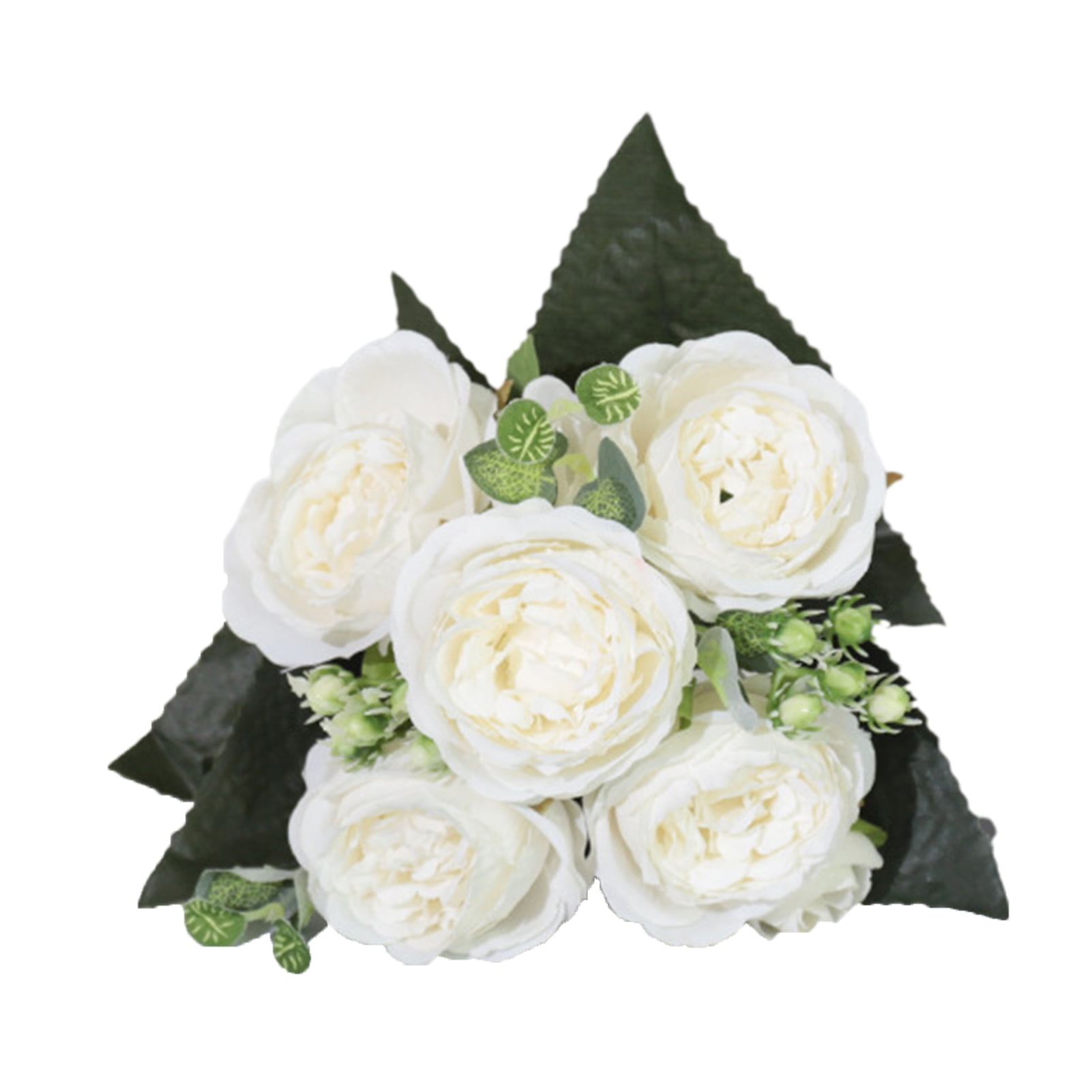 1 Bouquet Artificial Flower Vivid No Watering 5 Heads Tea Rose Fake