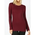 thumbnail image 4 of A2Y Women's Junior Slim Fit Solid Cotton Long Sleeve Crew Neck Top T-Shirt Burgundy S, 4 of 5