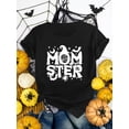 thumbnail image 1 of Soft & Comfy Halloween 'MoMSTeR' Graphic Tee - Casual Cotton Crew Neck T-Shirt for Women, Machine Washable, 1 of 6
