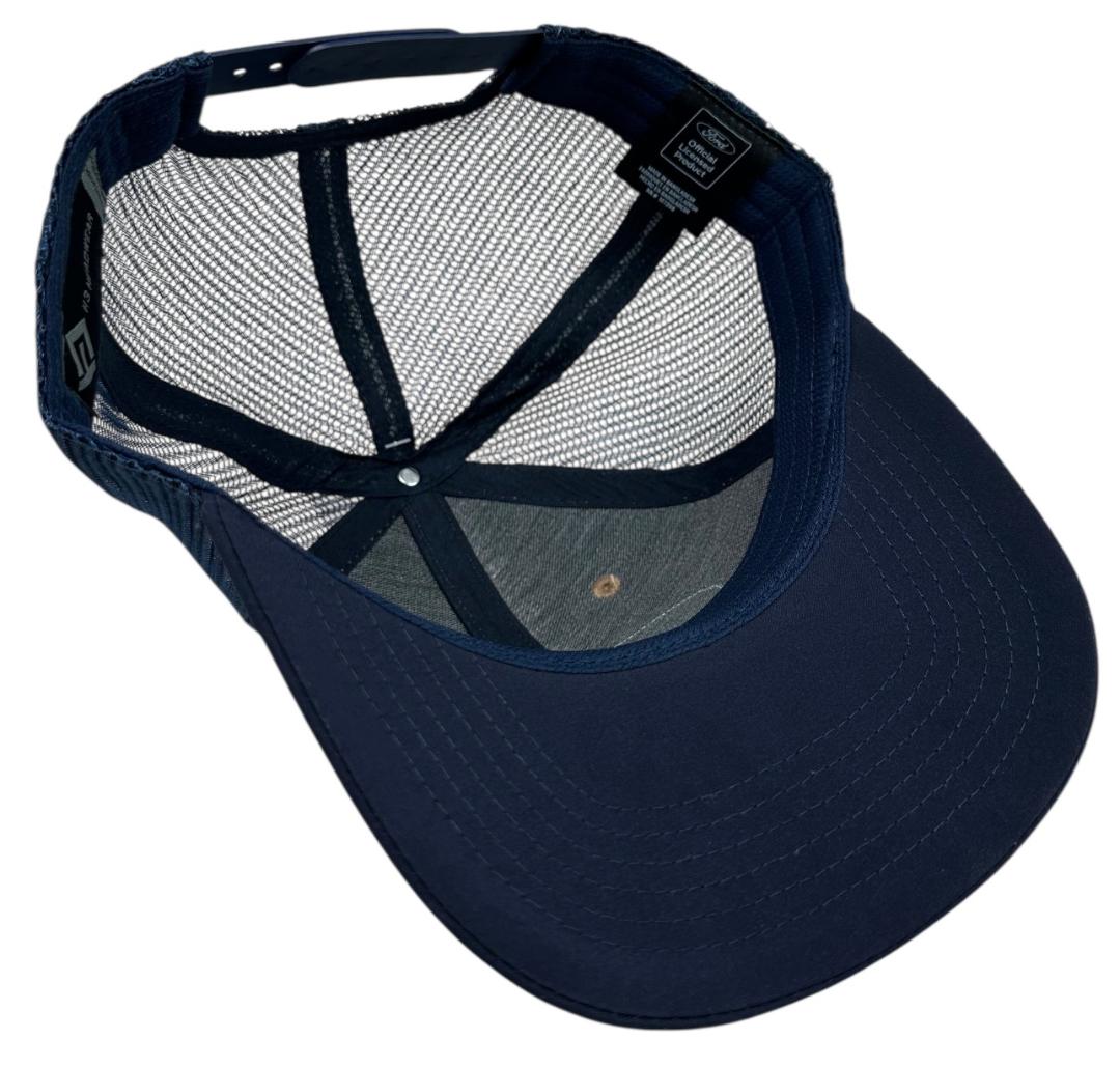 Ford Men's Trucker Hat High Density Print Since 1903 Patch Snapback Hat (Navy/Beige)