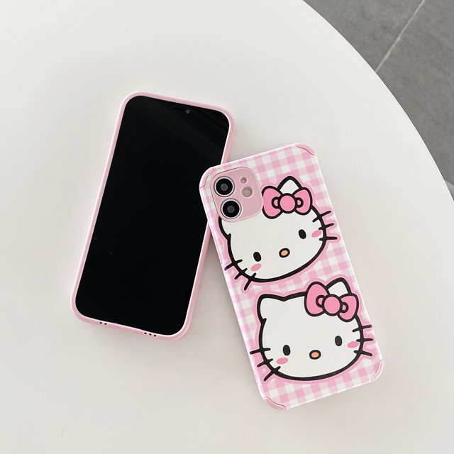 Bonita funda para teléfono móvil con dibujos de Hello Kitty para iPhone, funda protectora de cuero suave a prueba de golpes para iPhone